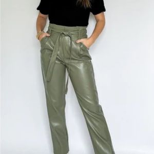 New York and company leather Gilli Belted Faux Leather pants